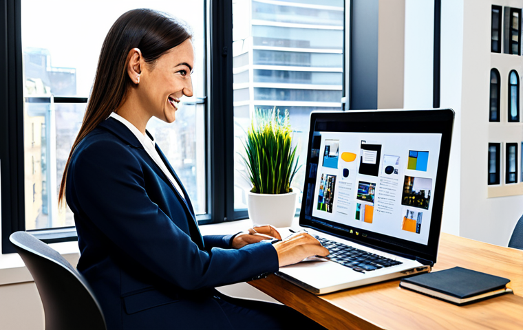 "Career Growth Visualization"**

A motivated professional woman, fully clothed in a stylish and modest business casual outfit (dress pants and a blazer, or a smart sweater and skirt), sitting at a bright, modern desk.  She's smiling slightly and looking at a vision board filled with inspiring images of career milestones, learning resources, and networking opportunities.  Her workspace is tidy and organized, with a laptop, a notebook, and a coffee mug.  Outside the window, a vibrant cityscape is visible. Perfect anatomy, correct proportions, well-formed hands, proper finger count, natural body proportions. Safe for work, appropriate content, fully clothed, professional, family-friendly.  High quality, realistic rendering.

**